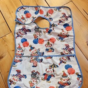 VTG Gerber Bib Plastic Vinyl Crumb Catcher Pocket Clowns Circus Snap 17x12